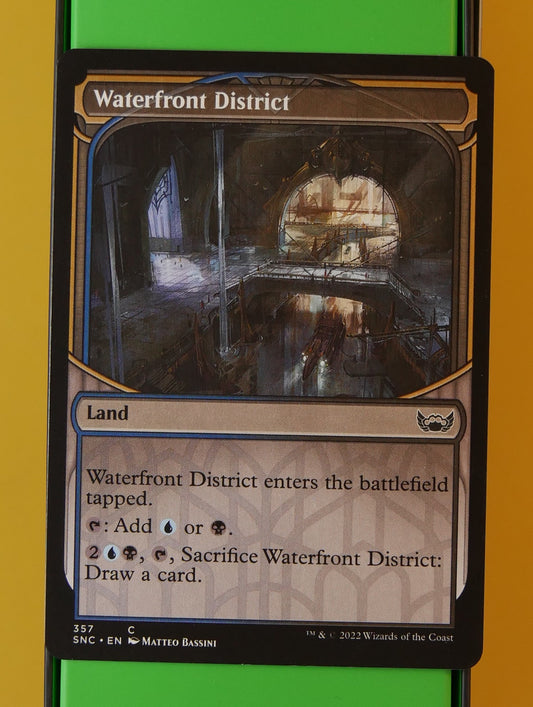 Waterfront District Showcase Foil MTG Land — Streets of New Capenna