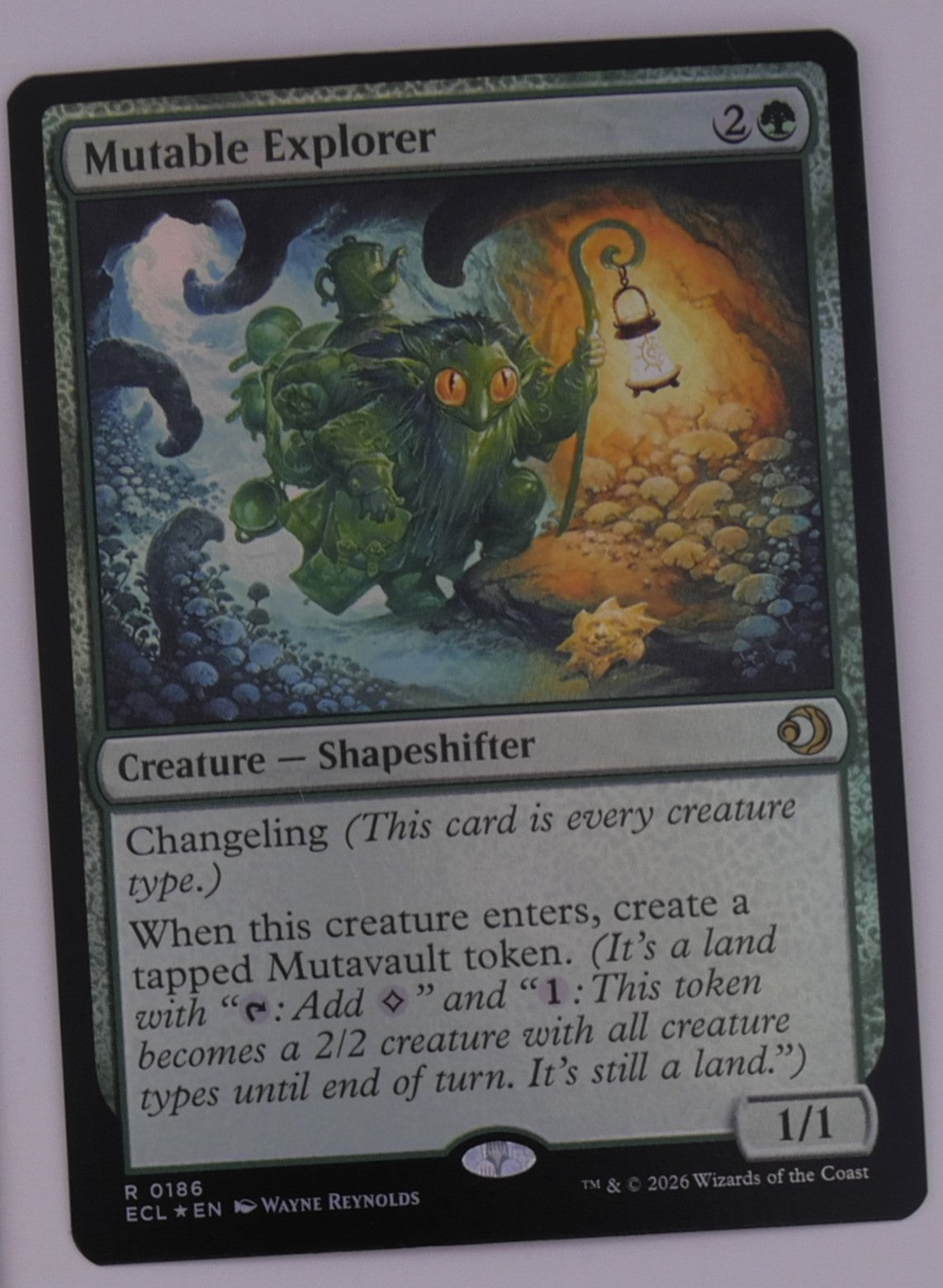 Mutable Explorer foil Shapeshifter creature card from Lorwyn Eclipsed MTG set number 0186