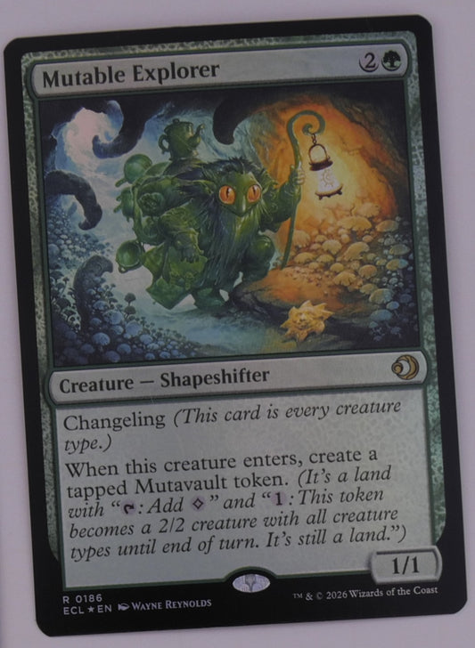 Mutable Explorer foil Shapeshifter creature card from Lorwyn Eclipsed MTG set number 0186