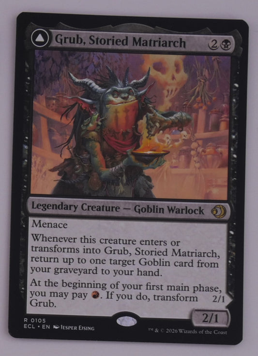 Grub Storied Matriarch double-faced legendary Goblin card from Lorwyn Eclipsed MTG set 0105