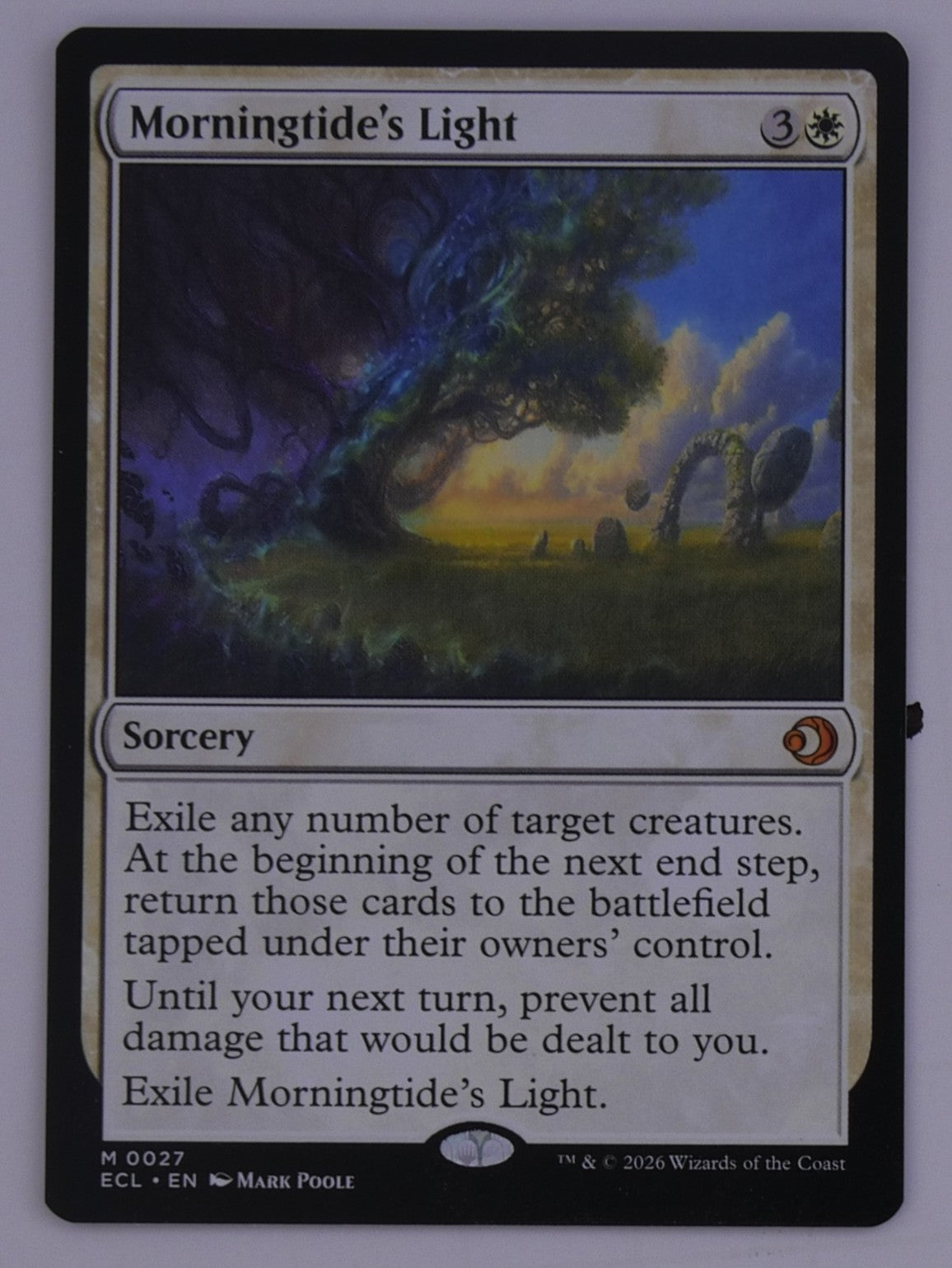 Morningtide’s Light white sorcery card from Lorwyn Eclipsed MTG set number 0027