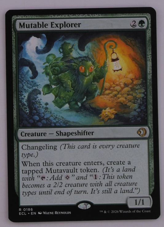 Mutable Explorer MTG Creature Shapeshifter Changeling ECL 0186 regular finish card art DM Vault Co