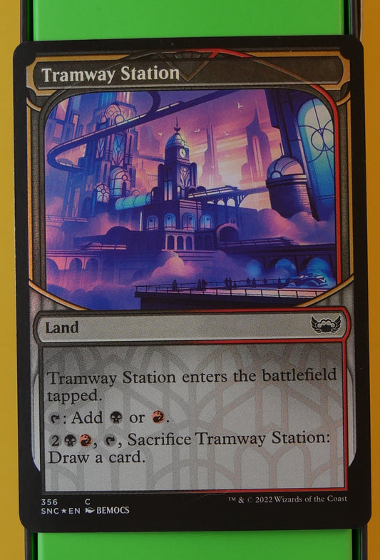 Foil Tramway Station showcase dual land from Streets of New Capenna MTG

