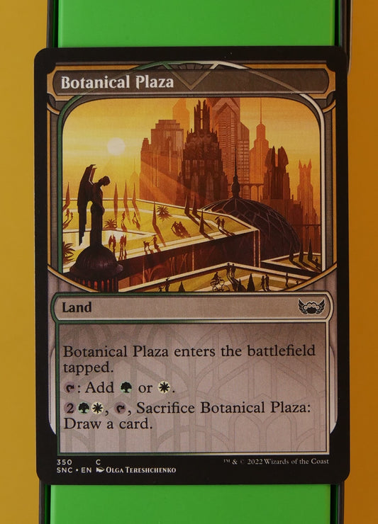Botanical Plaza showcase land from Streets of New Capenna MTG card
