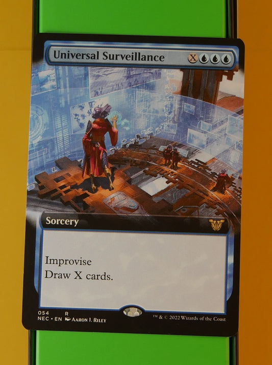 Universal Surveillance extended art rare sorcery from Kamigawa Neon Dynasty Commander
