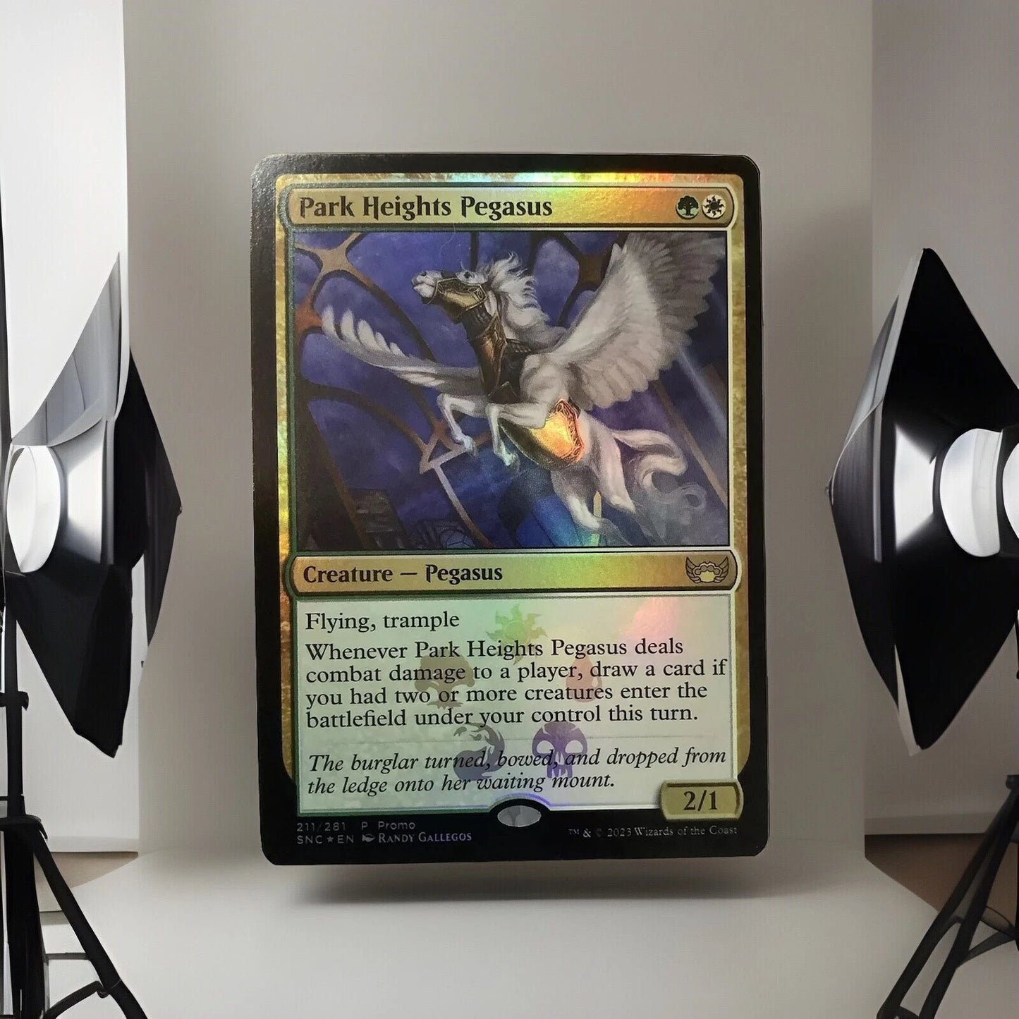 Park Heights Pegasus foil promo from Streets of New Capenna Magic the Gathering card