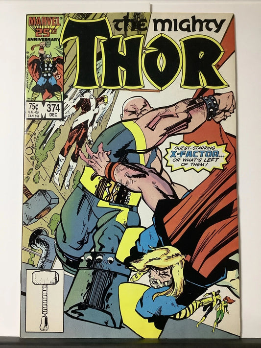 The Mighty Thor #374 (Marvel Comics December 1986) Cyclops/Sabretooth/Angel App.