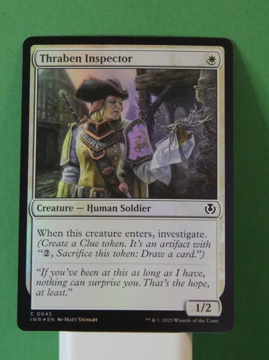 Thraben Inspector Foil INR 45 MTG card from Innistrad Remastered generating a Clue token for card advantage. DM Vault Co.