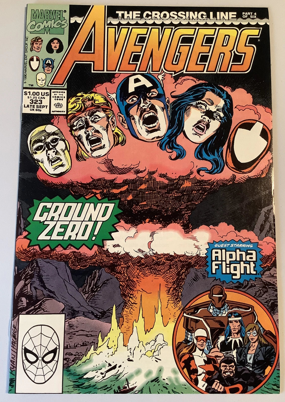 Avengers 323 Marvel Comics 1990 Alpha Flight Crossing Line cover art