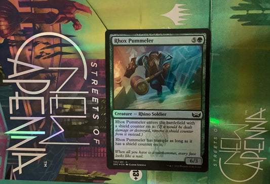 Rhox Pummeler foil SNC 155 MTG rhino soldier trample shield counter creature card