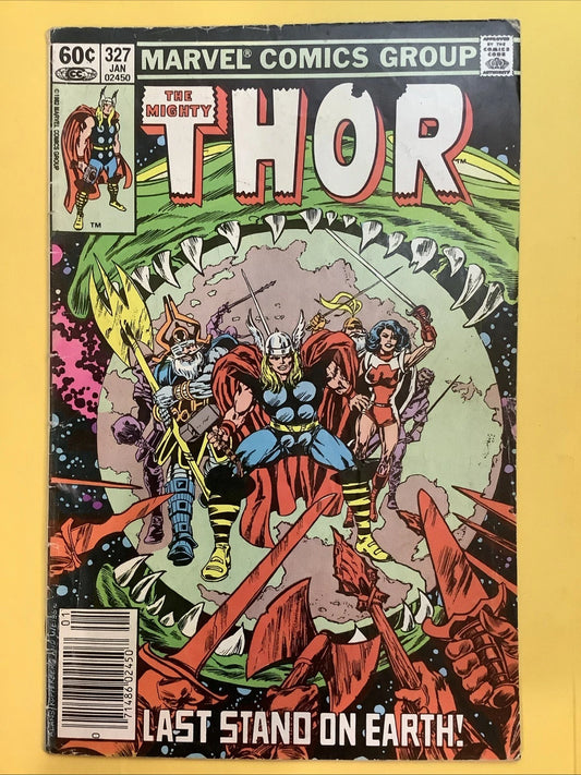 Thor #327 newsstand comic cover (Marvel Comics 1983)
