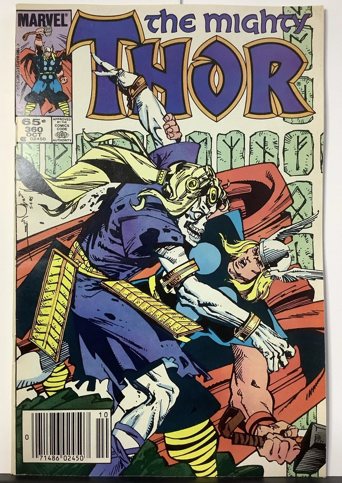The Mighty Thor #360 (1985) Newsstand Edition – Marvel Comics cover with Thor in battle
