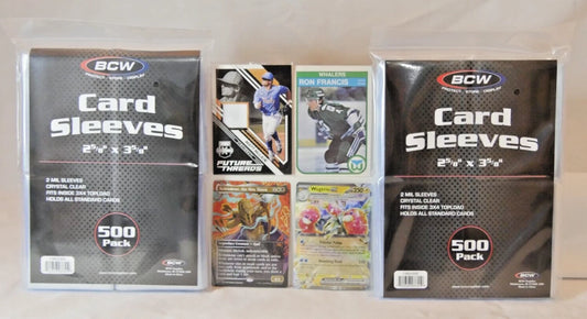 1000 Sleeves (2 Packs 500 Each) BCW Standard Penny Sleeves 2 Mil Poly Acid Free
