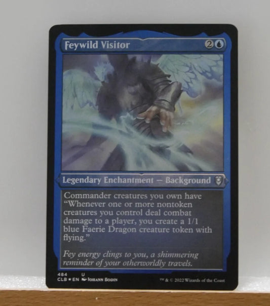 Feywild Visitor etched foil finish CLB 444 MTG Background enchantment