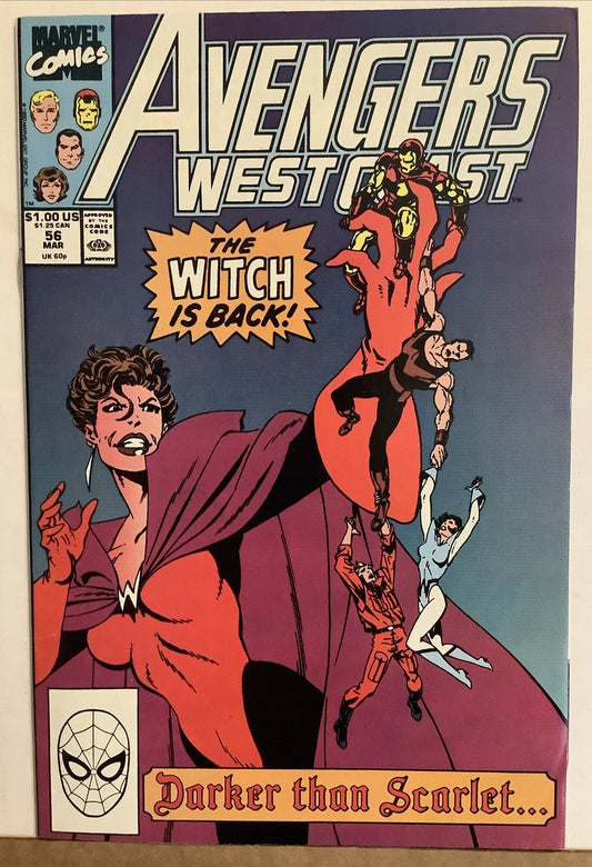 Marvel Comics: Avengers West Coast #56 (1990)  1st. App.of Dark Scarlet Witch