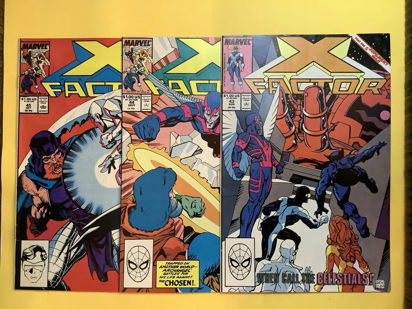 X-Factor 43 44 45 Marvel 1989 Judgment War comic bundle cover set DM Vault Co