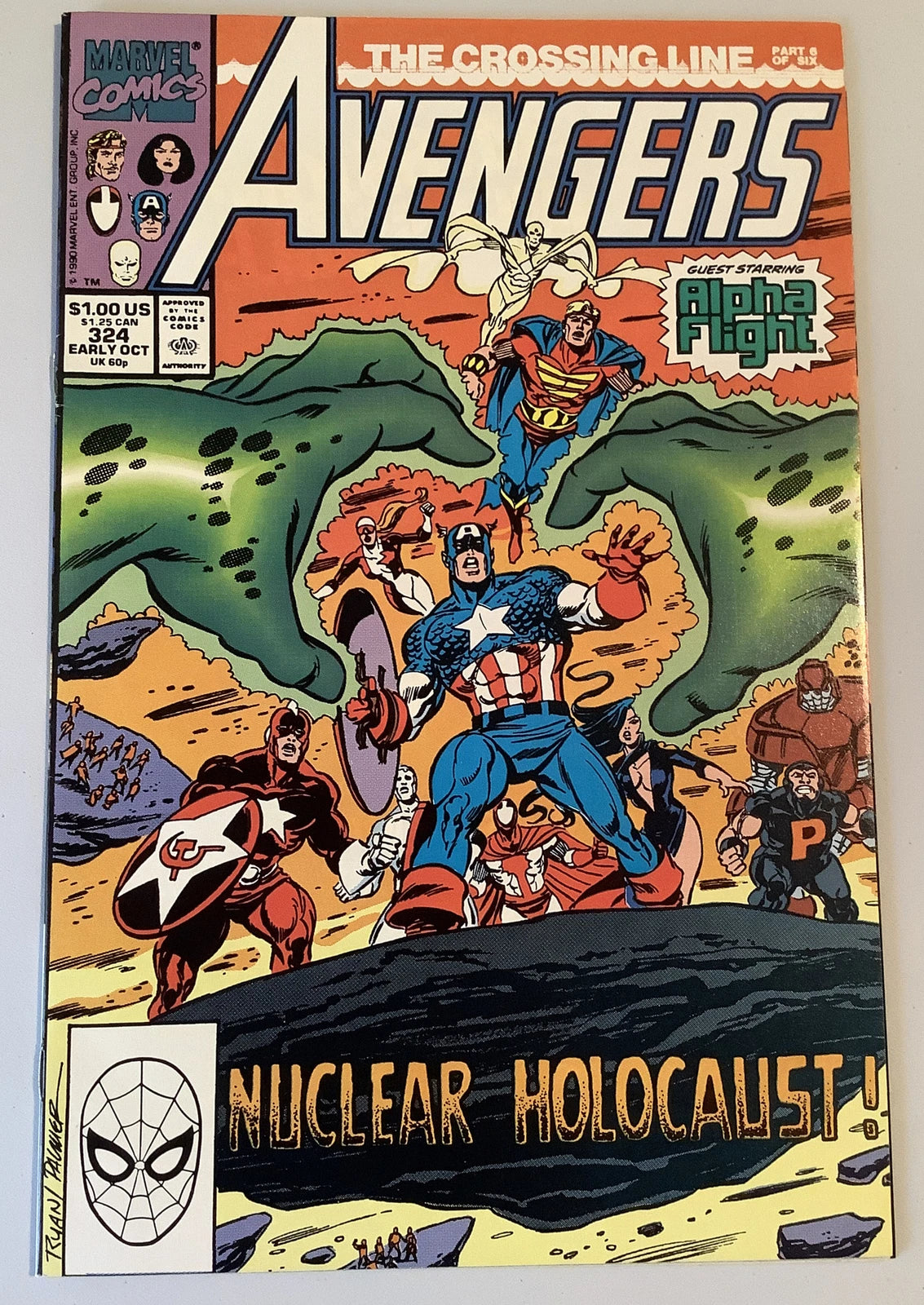 Avengers 324 Marvel Comics 1990 Alpha Flight Captain America cover art