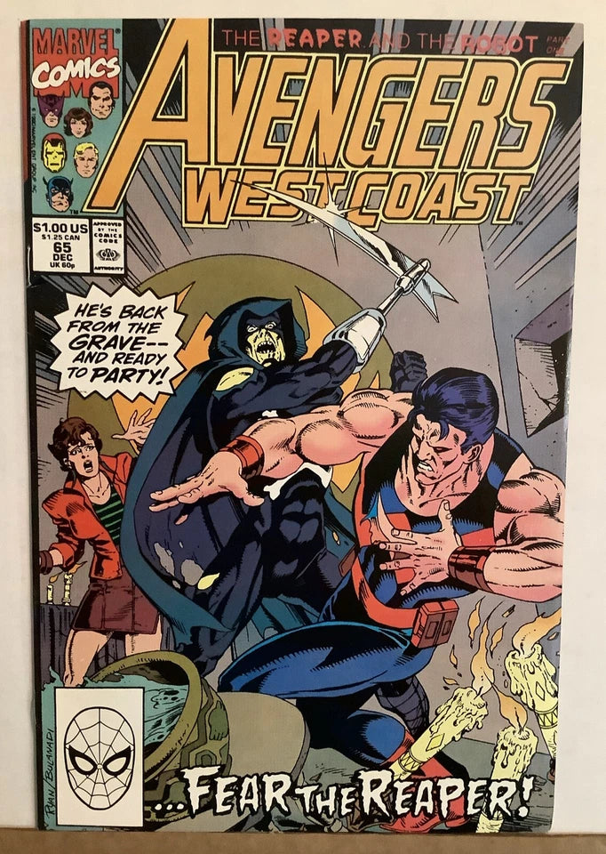 Avengers West Coast 65 Marvel Comics 1990 Grim Reaper cover art