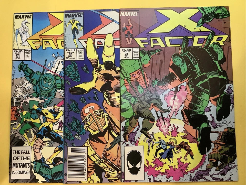X-Factor 21 22 23 Marvel 1987 Fall of the Mutants comic bundle covers
