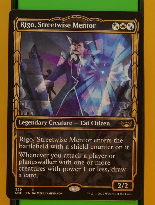 Rigo, Streetwise Mentor Streets of New Capenna Showcase Rare 329 Magic: The Gathering card
