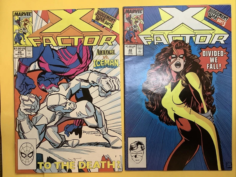 X-Factor 48 49 Marvel 1989 Judgment War comic bundle covers