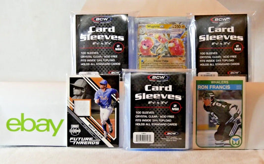 BCW Standard Card Sleeves - 2-5/8" x 3-5/8" - 3 Packs (300 Total) 2 Mil Poly