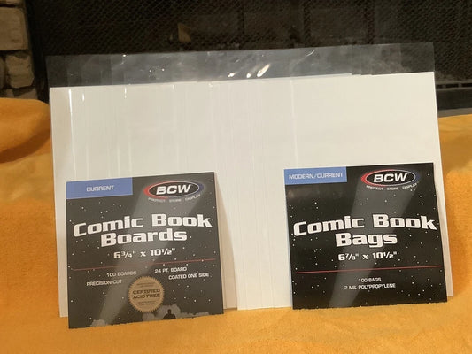 BCW Comic Book Bags & Boards (15 Pack) Fits Current Comics/Acid Free Boards 24PT