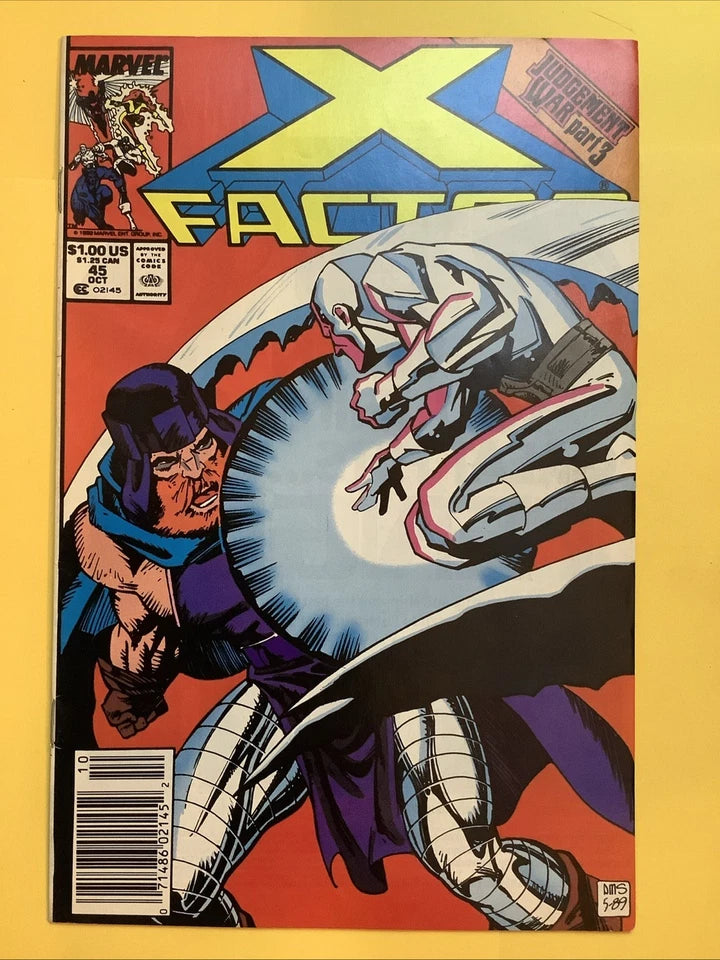 X-Factor 45 Marvel 1989 Iceman vs Lev cover comic book